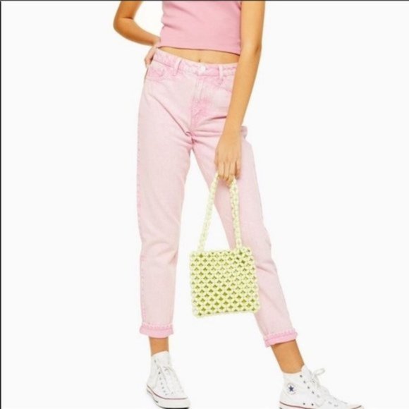 NWT TOPSHOP Acid Roll Hem Mom Jeans - 8 - Picture 3 of 4
